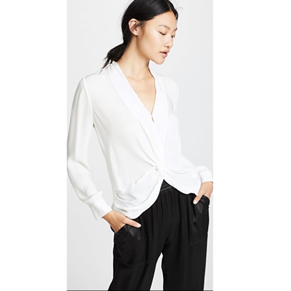 L’agence Mariposa Twist Front Blouse In White.